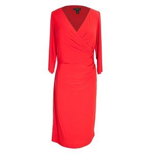 Bright red Ralph Lauren crossover front Long sleeve dress NWOT!  ⚜️